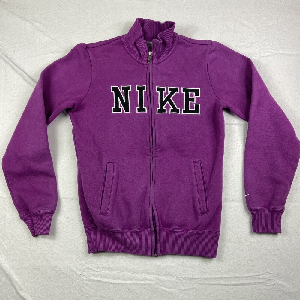 Nike Jacket Women Small Purple Spell‎ Out Embroidered Full Zip Hiking Casual